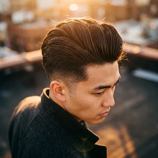 Man With Styled Undercut At Sunset