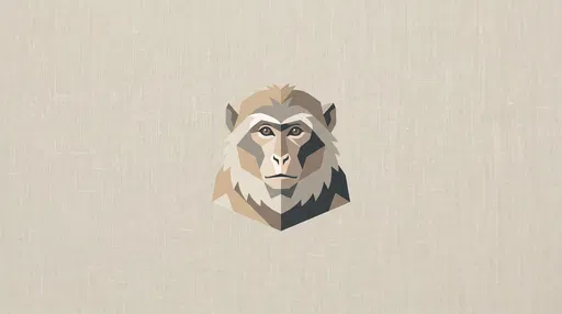 Geometric Barbary Macaque Illustration on Linen