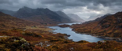 Autumn Loch and Mountains in Scottish Highlands