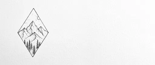 Minimalist Mountain Sketch in Diamond Frame