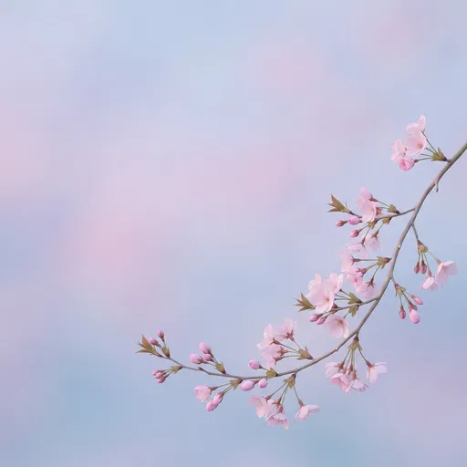 Pastel Pink Cherry Blossom Branch