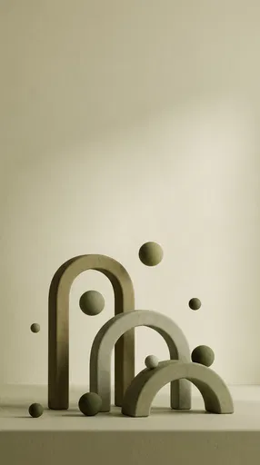 Minimalist Green Arches and Floating Spheres