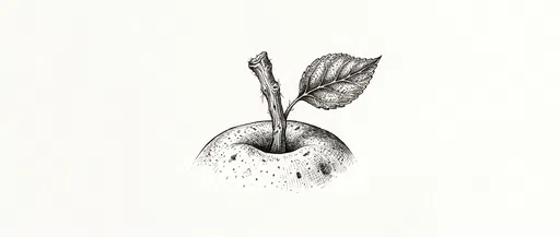Botanical Ink Sketch of Apple Stem