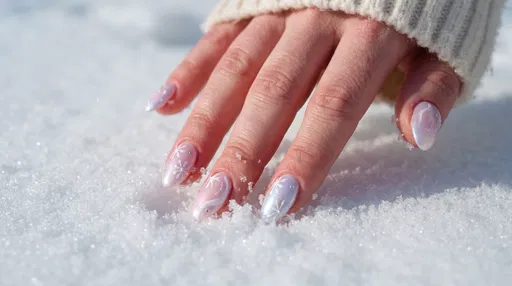 Pastel Winter Nail Art in Snow