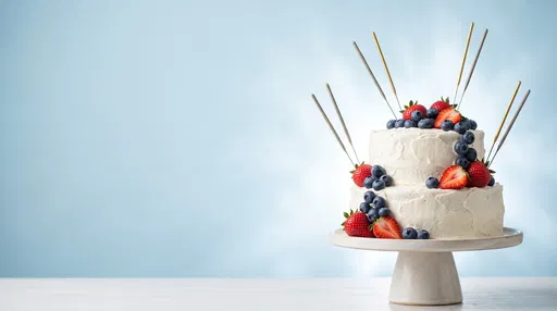 Tiered White Berry Cake with Sparklers