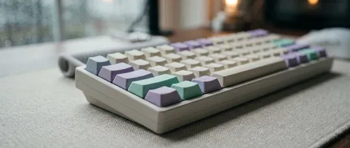 Pastel Mechanical Keyboard on Desk Mat