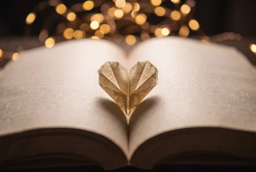 Origami Paper Heart on Open Book