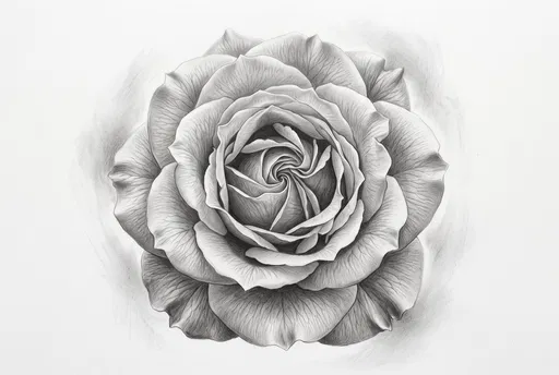 Graphite Pencil Drawing of Blooming Rose