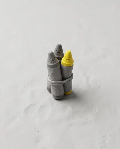 Bundled Clay Crayons With Smiling Faces