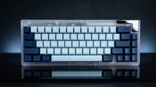 Frosted Custom Mechanical Keyboard with Blue Keycaps