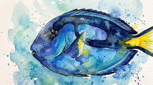 Watercolor Regal Tang Fish Illustration