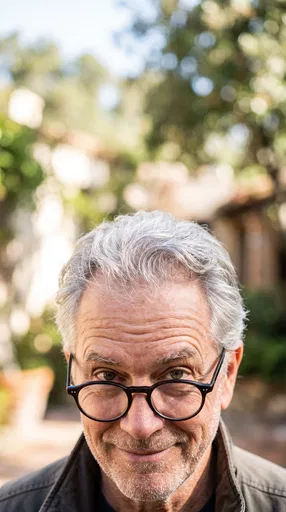 Senior Man Peering Over Eyeglasses Outdoors