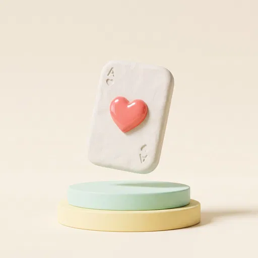 Clay Ace of Hearts on Pastel Podium