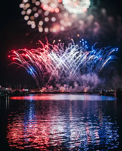 Red White and Blue Harbor Fireworks