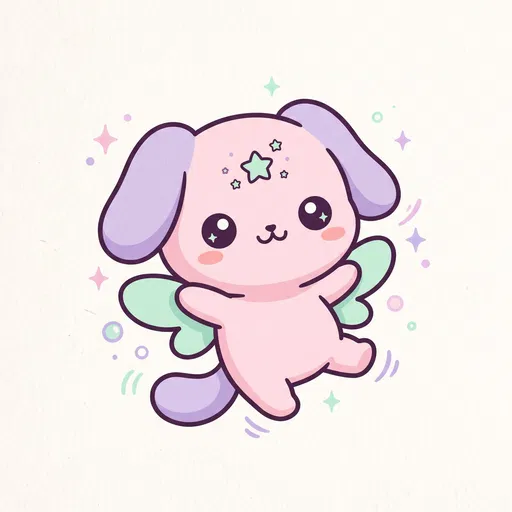 Cute Pastel Chibi Magical Mascot Illustration