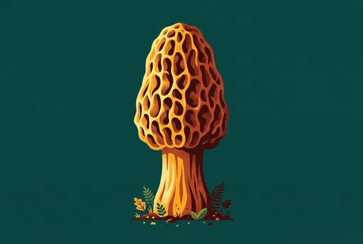 Stylized Morel Mushroom Illustration