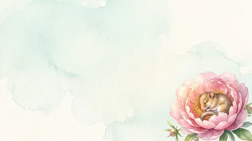 Sleeping Dormouse in Pink Peony Watercolor