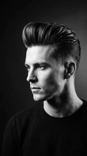 Black and White Pompadour Hairstyle Portrait
