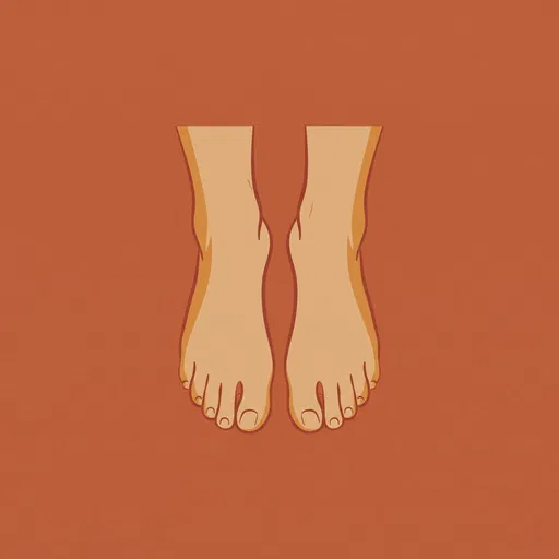 Minimal Illustration of Bare Feet on Terracotta