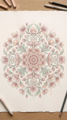 Botanical Cherry Blossom Mandala Drawing