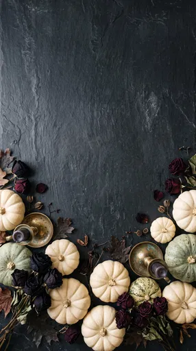 Gothic Autumn Pumpkins On Dark Slate