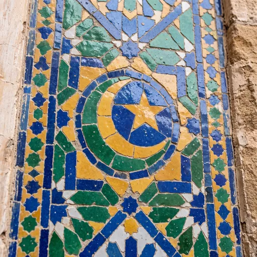 Glazed Ceramic Crescent and Star Mosaic