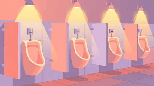 Pastel Vector Illustration of Restroom Urinals