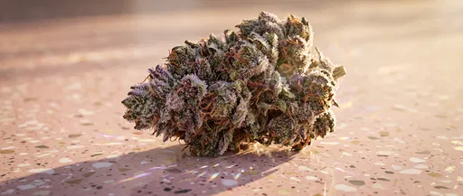 Frosty Cannabis Bud on Pink Terrazzo