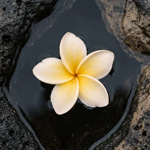 Plumeria Floating in Volcanic Tide Pool