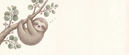 Cute Sleeping Sloth on Eucalyptus Branch