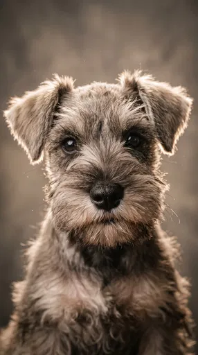 Close-Up Studio Portrait of Schnauzer Puppy