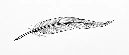Minimalist Black Ink Feather Drawing