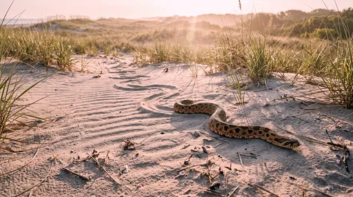 Hognose Snake Crossing Coastal Sand Dunes