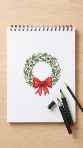 Hand-Drawn Christmas Wreath on Sketchpad