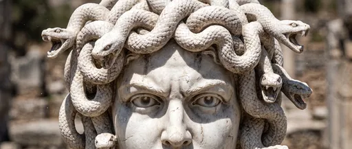 Classical Marble Medusa Sculpture Close-Up