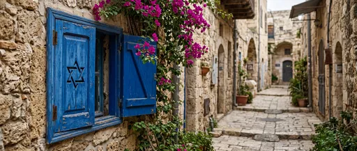 Blue Window Shutter with Star of David