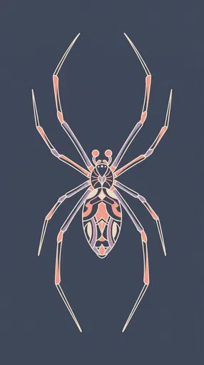 Symmetrical Pastel Spider Graphic Illustration