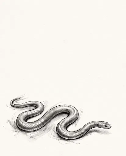 Monochrome Charcoal Illustration of Gliding Snake