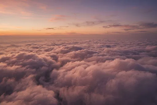 Aerial View of Pink Sunset Clouds