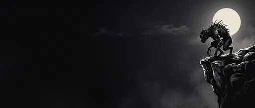 Spiny Chupacabra Silhouette on Cliff Edge