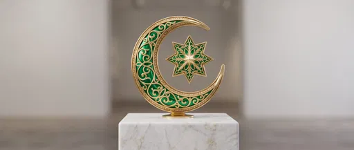 Gold and Green Crescent Moon Emblem