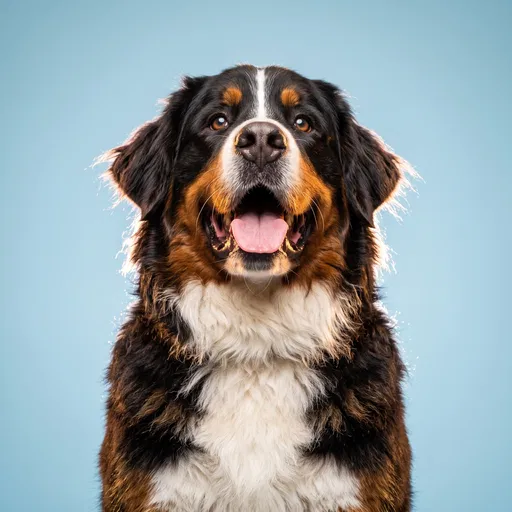 Happy Bernese Mountain Dog Studio Portrait
