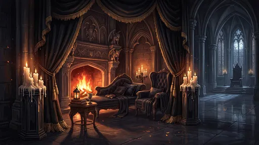 Gothic Castle Alcove With Warm Fireplace