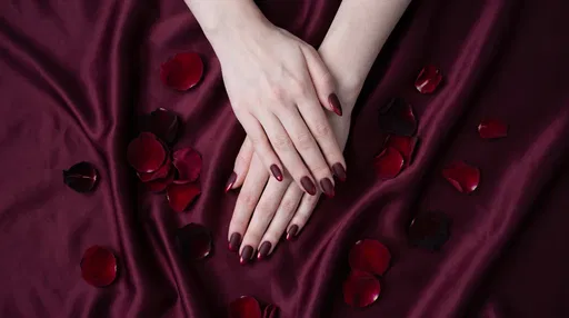 Burgundy Matte Manicure on Satin