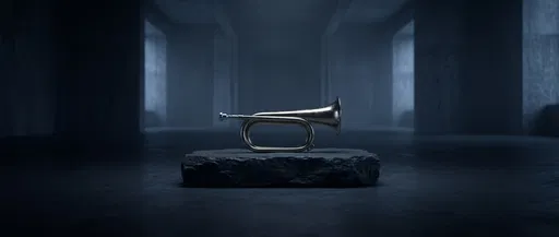 Metallic Bugle on Dark Stone Plinth