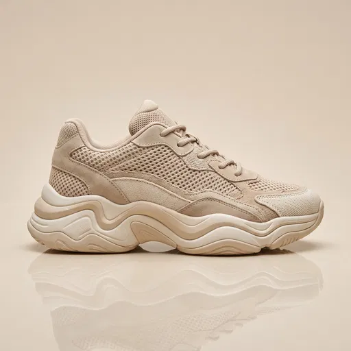 Beige Chunky Mesh Sneaker Side Profile