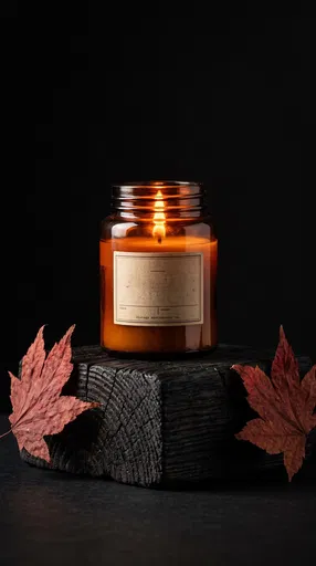 Amber Jar Candle on Charred Wood