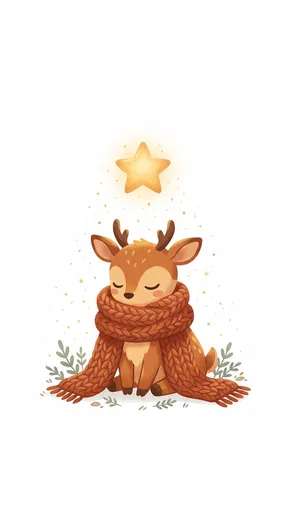 Sleepy Baby Reindeer Under Glowing Star
