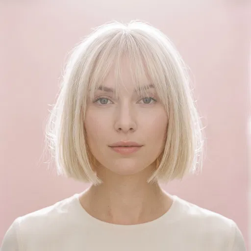 Blonde Woman With Blunt Bob And Bangs