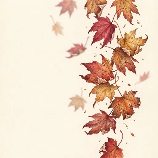 Colored Pencil Autumn Maple Leaves Illustration
